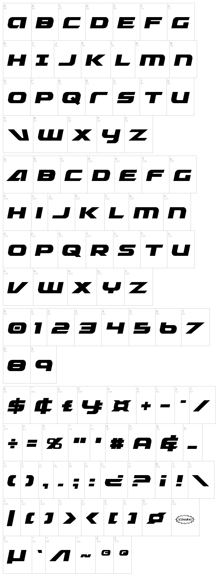 Graymalkin font map