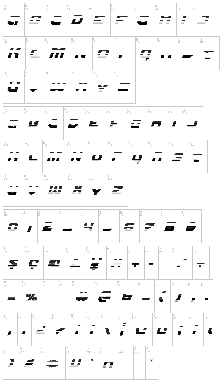 Gunner Storm font map