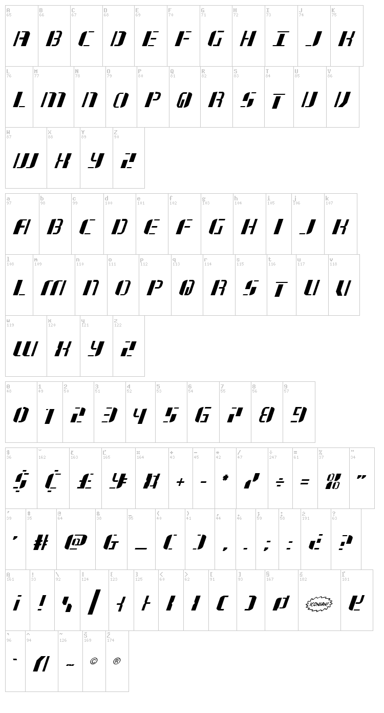 Jetway font map