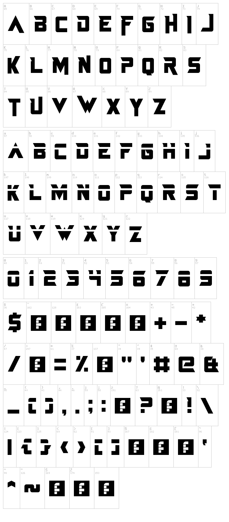 Just In The Firestorm font map
