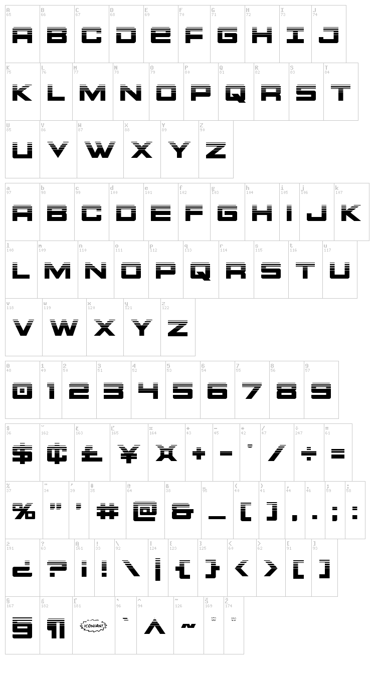 Montroc font map