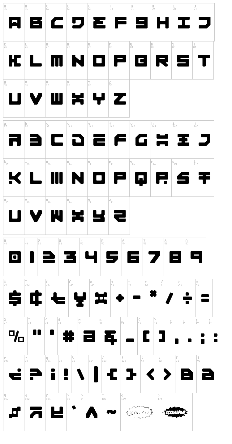 Omega 3 font map