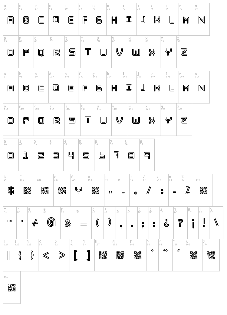 Simulacre font map