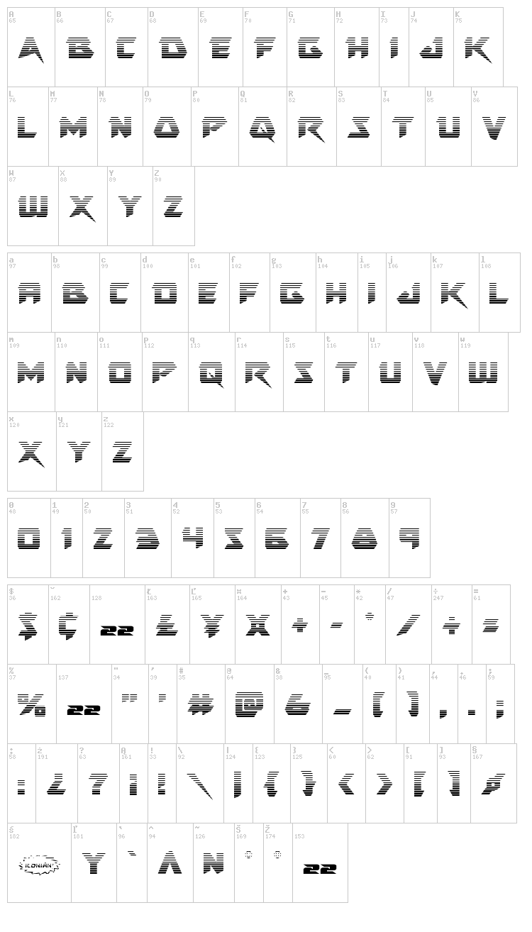 Skirmisher font map