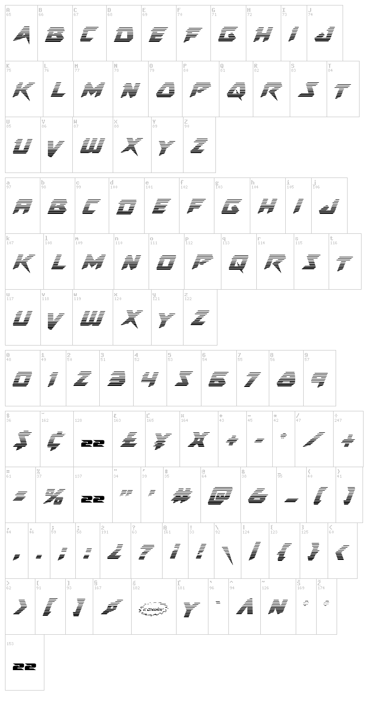 Skirmisher font map