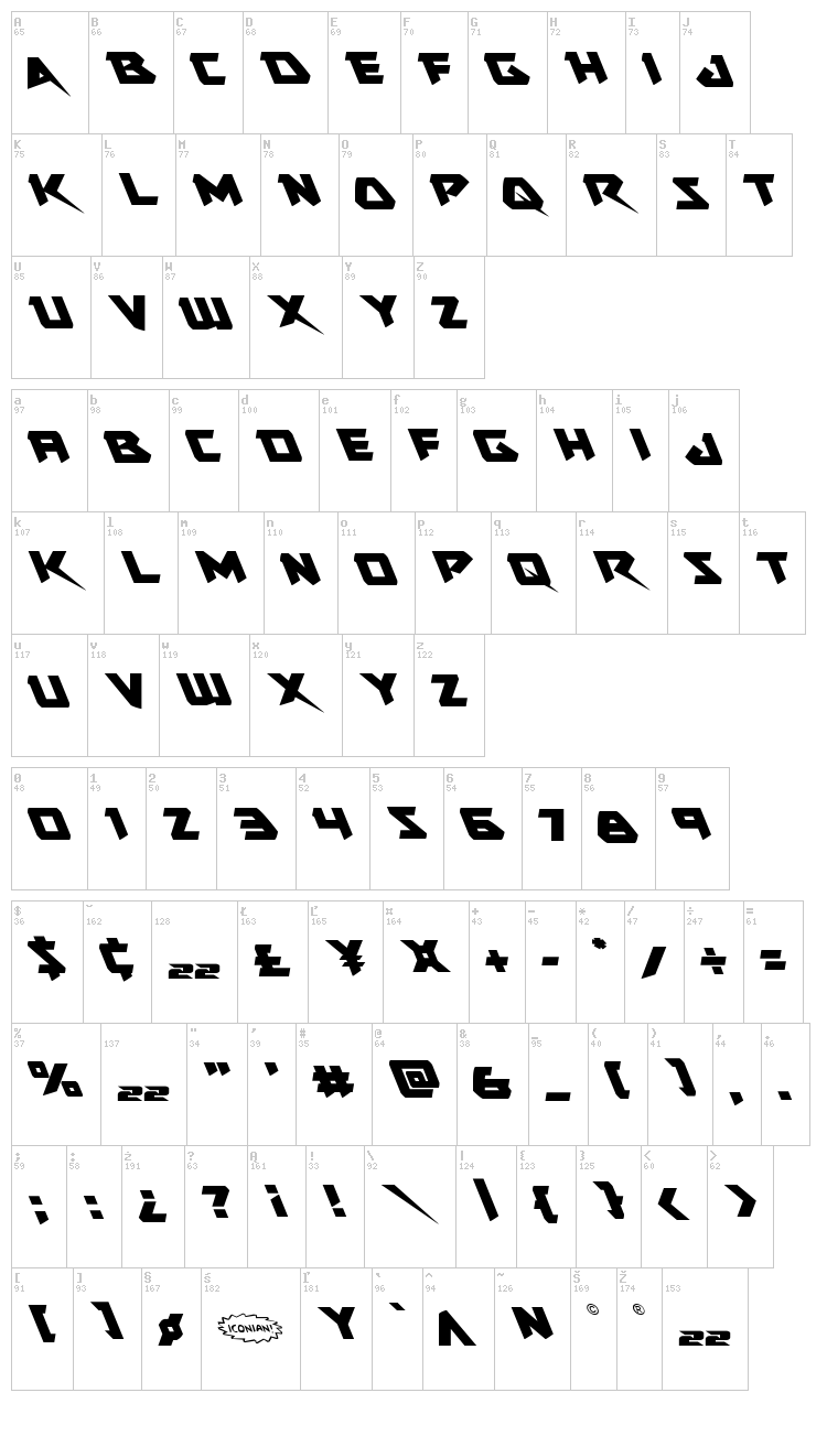 Skirmisher font map