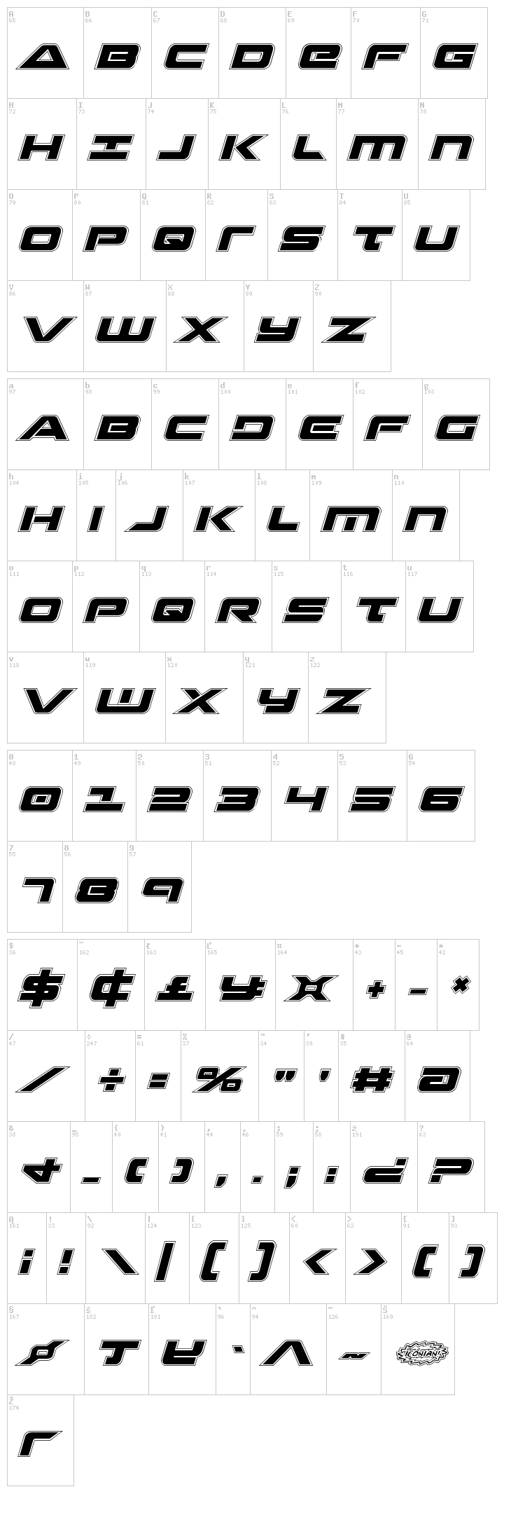 Strikelord font map