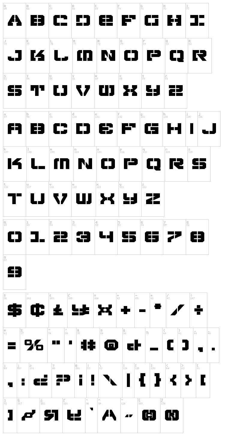Vyper font map