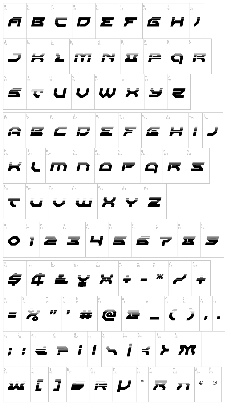 Xeno-Demon font map