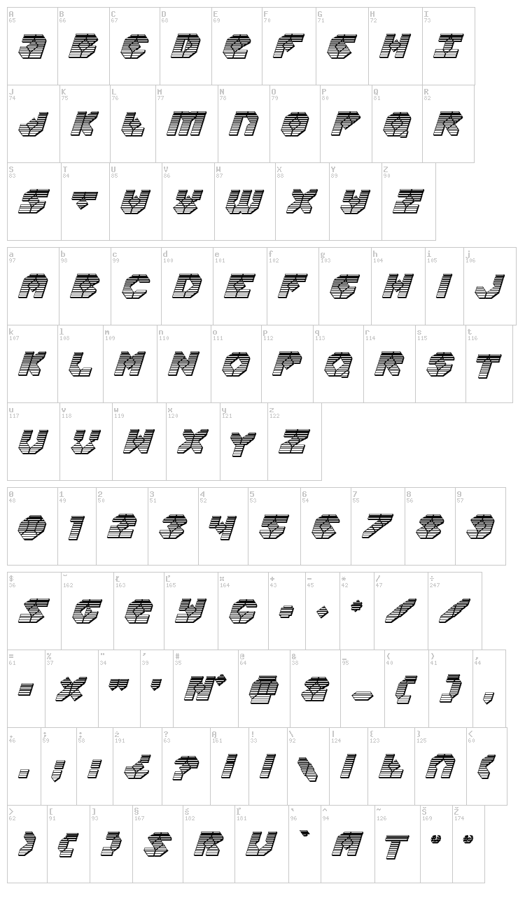 Zoomrunner font map