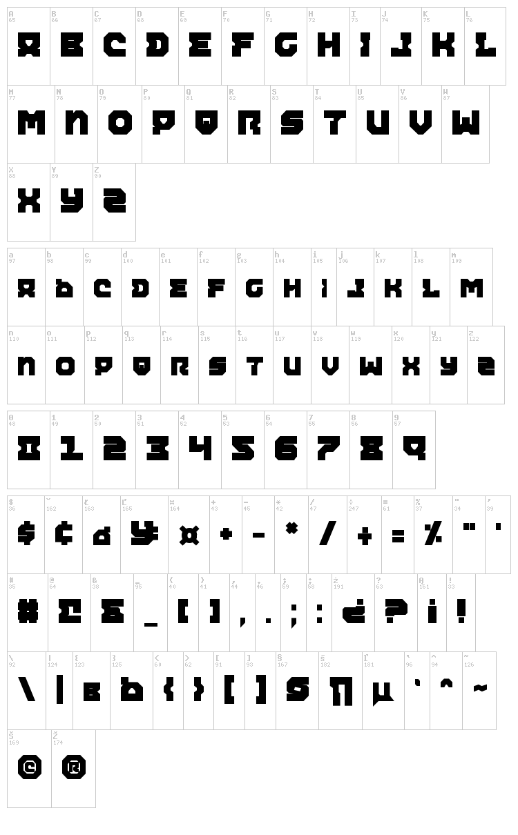 Airacobra font map