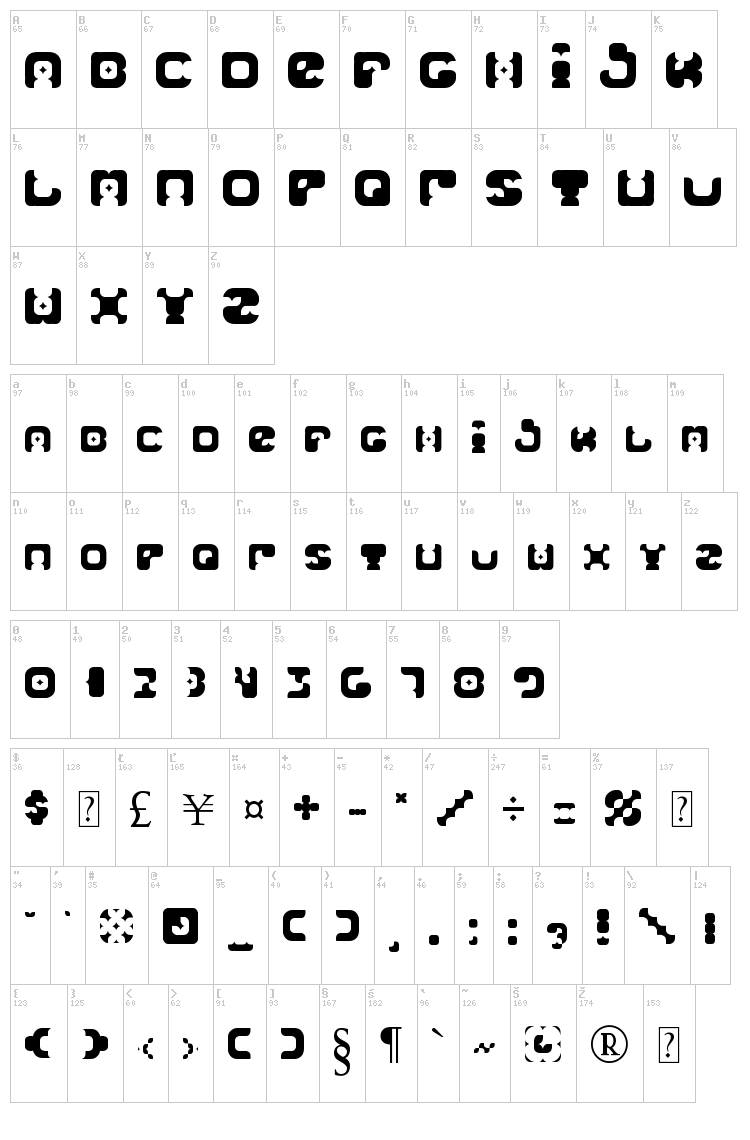BlackMary font map
