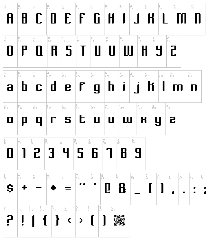 Dymeda font map
