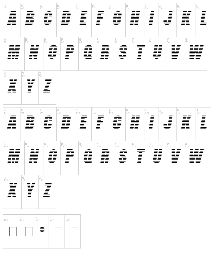 Former Airlines font map