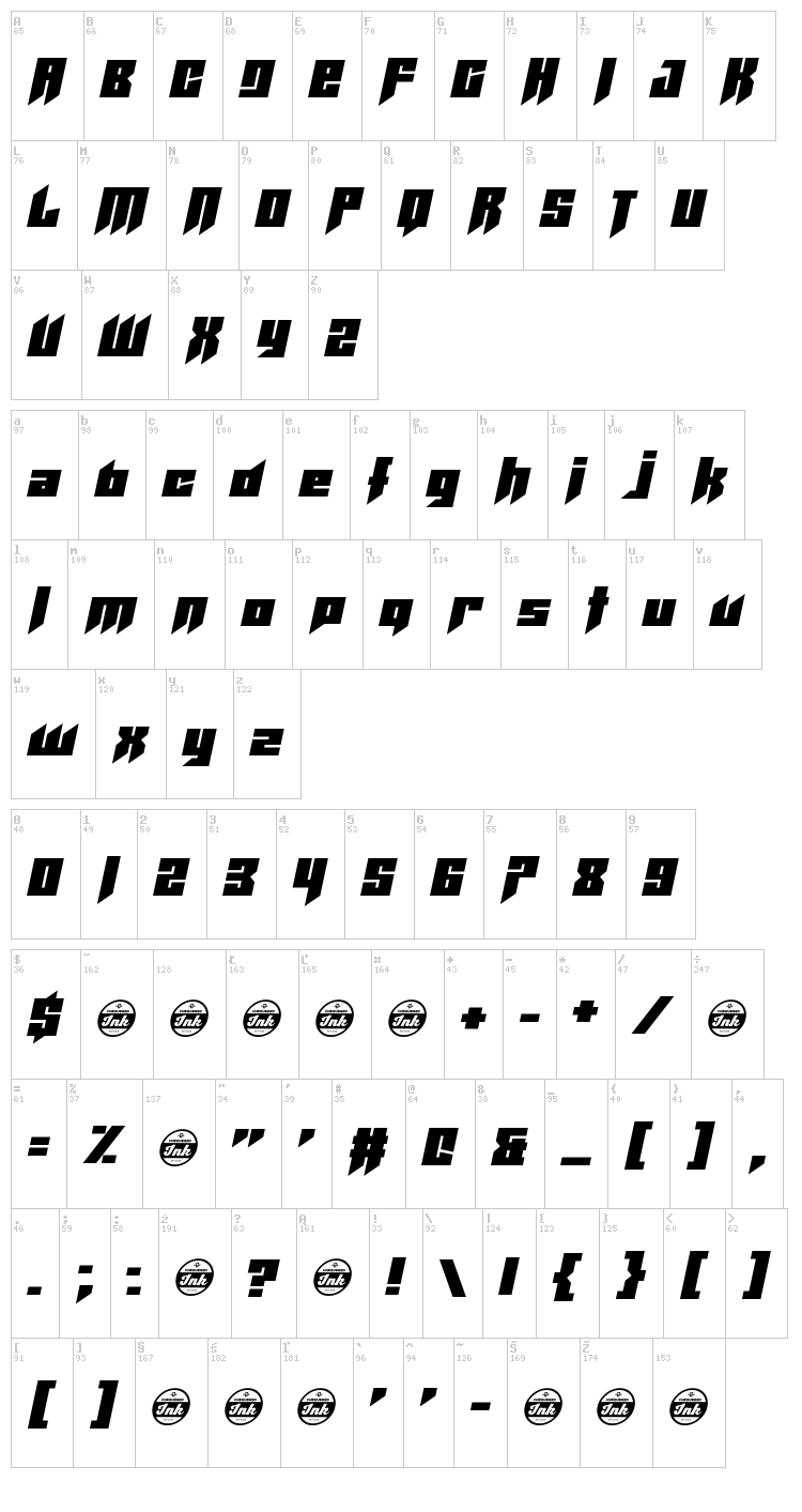 Helicopta font map