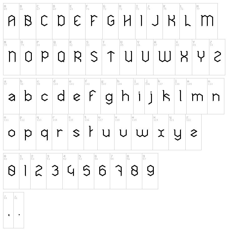 Hexa font map