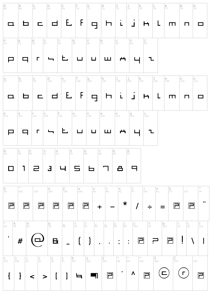 Jigga Jigga font map
