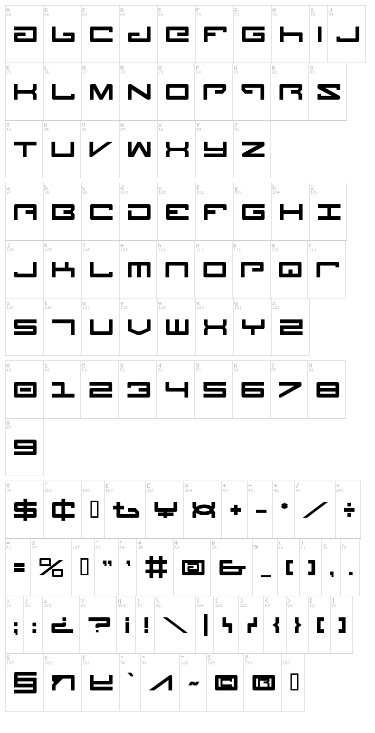 Legion font map