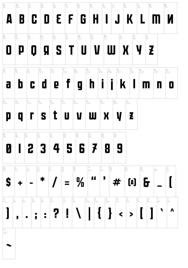 Moshka font map