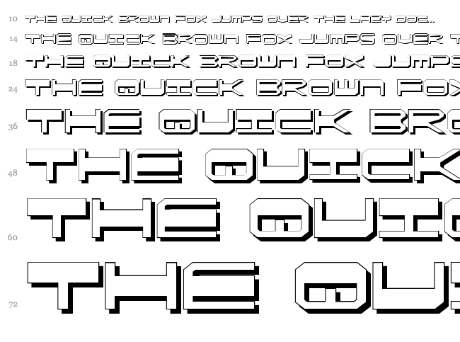 Quick Strike + Tech + Gear + Mark font waterfall