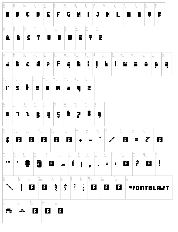Tapedeck font map