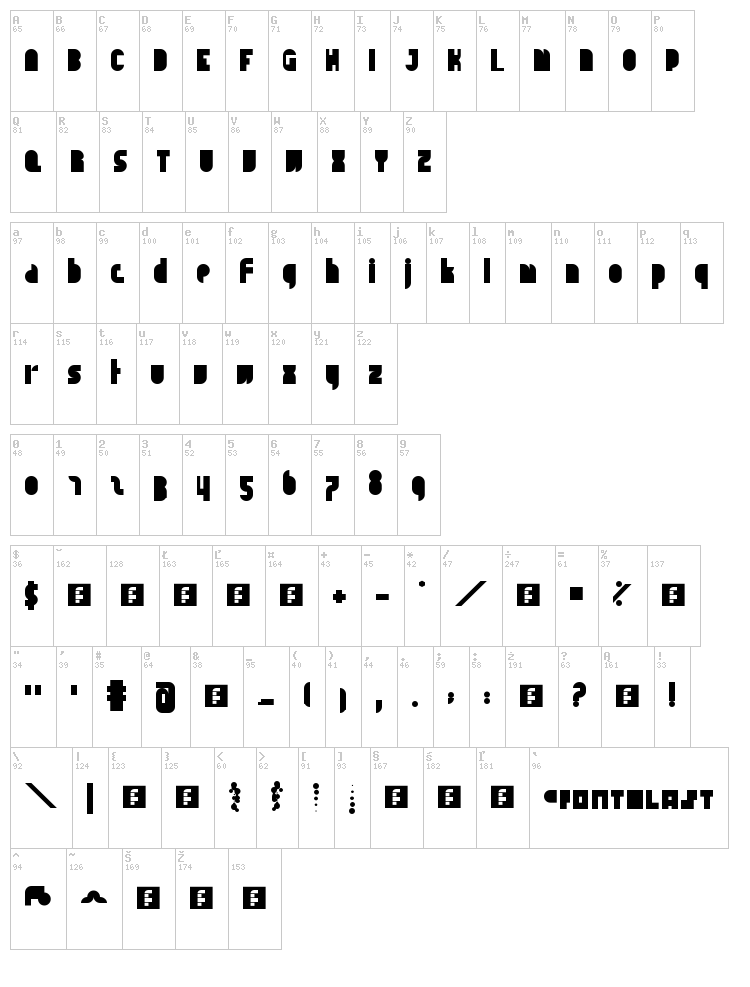 Tapedeck font map