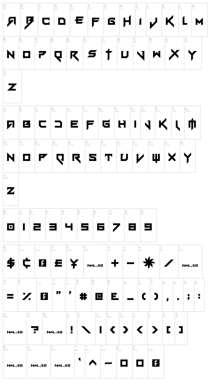 Vermin Vibes eX font map