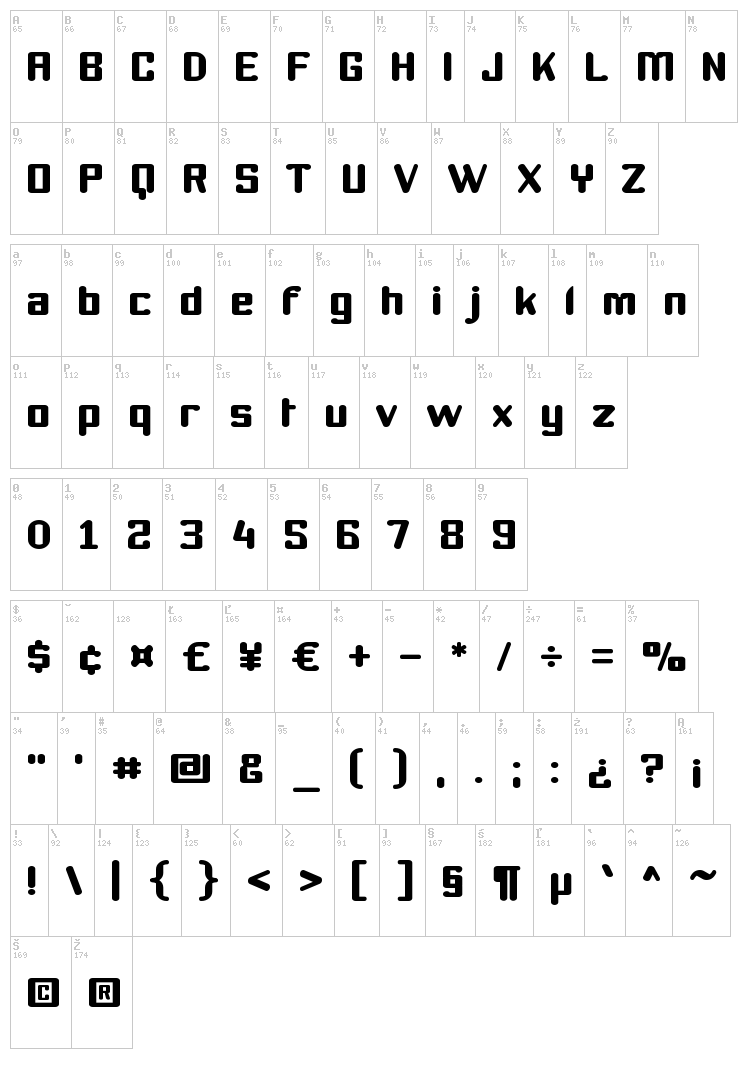 Youthanasia font map