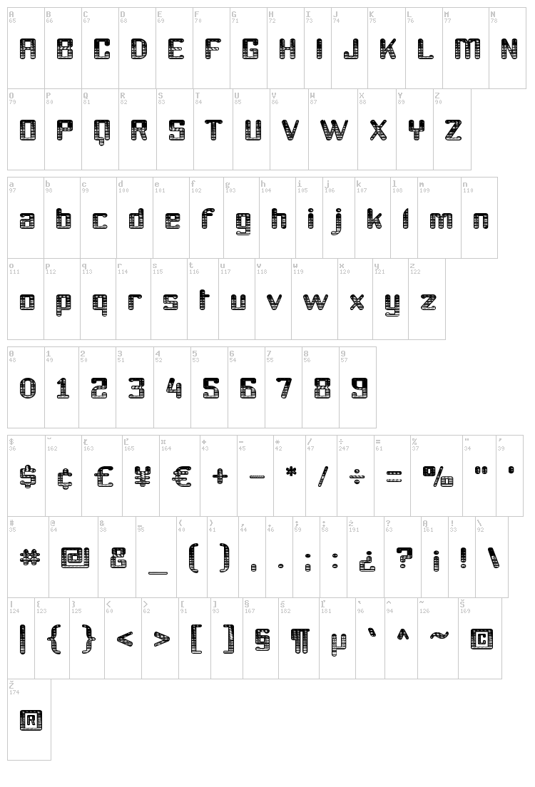 Youthanasia font map