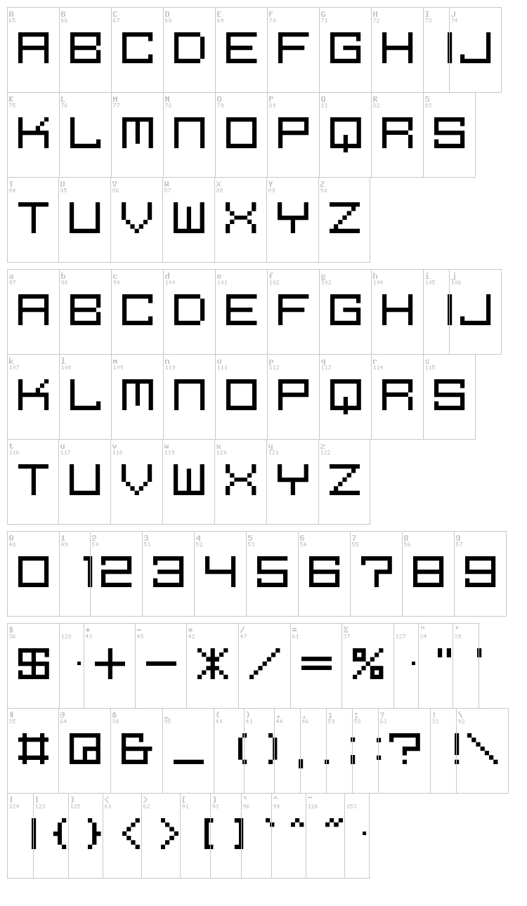 M39 Squarefuture font map
