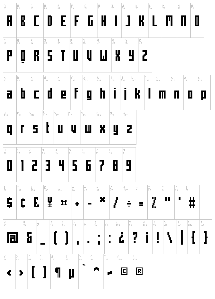 Mecha font map