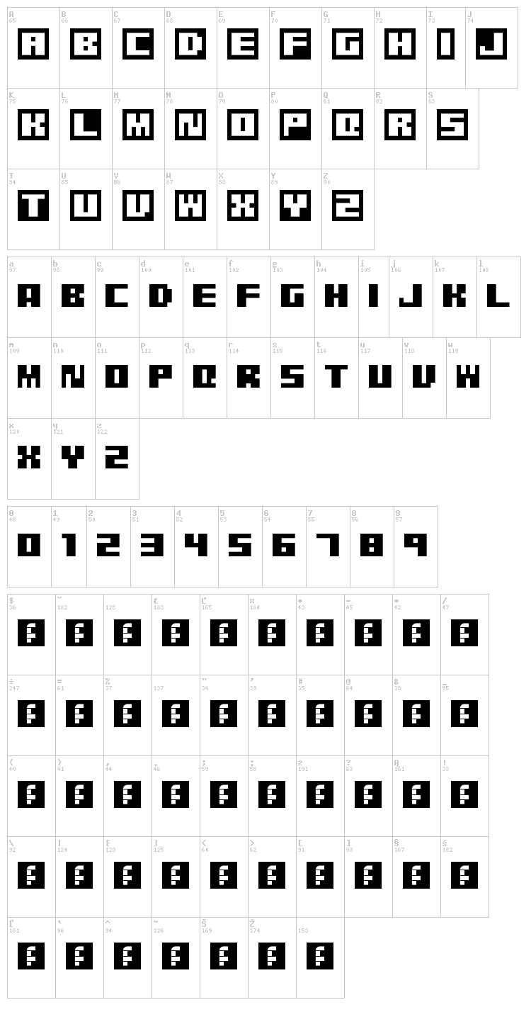 Pixel Grafiti font map