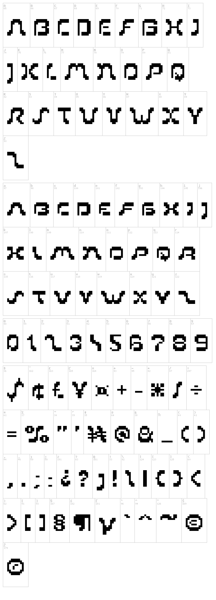 PIXoriental 9 font map