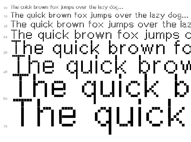 PW Extended font waterfall