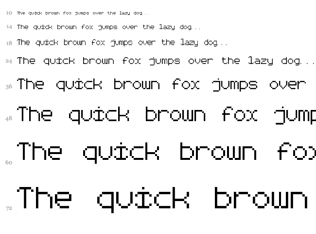 Rounded Pixel-7 font waterfall