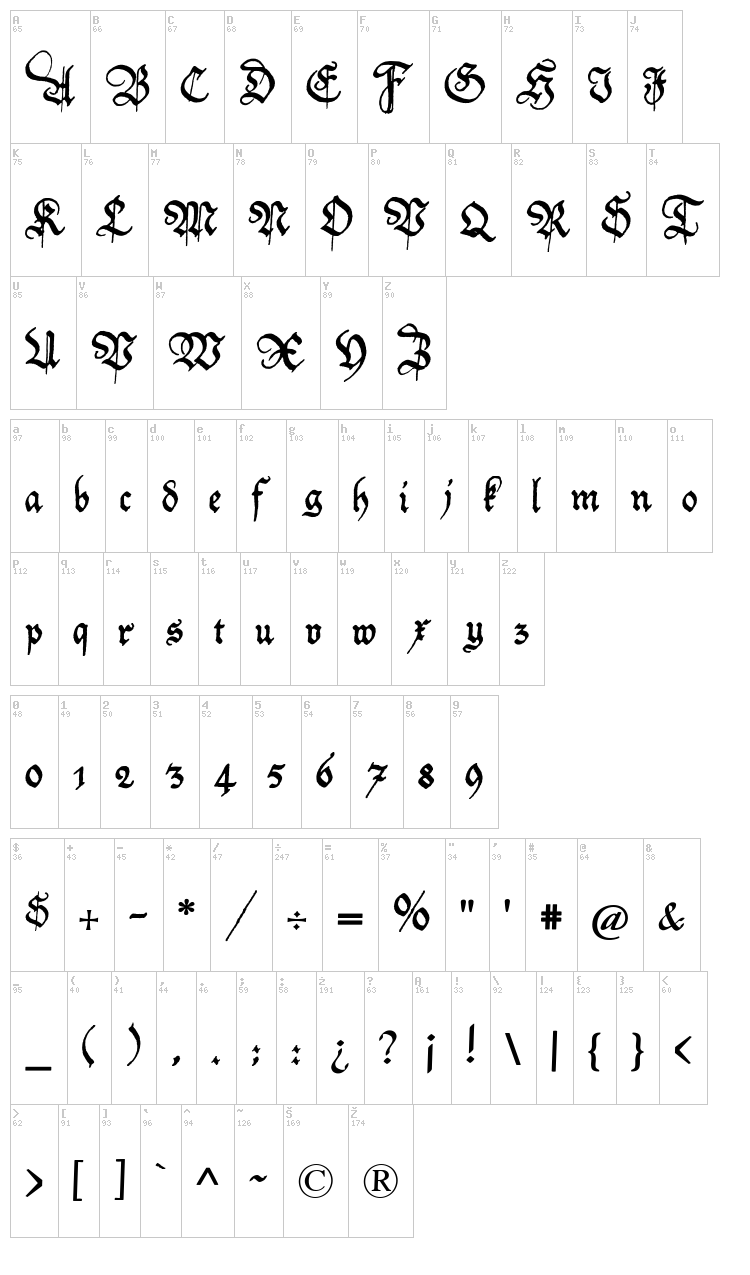 Friedolin font map