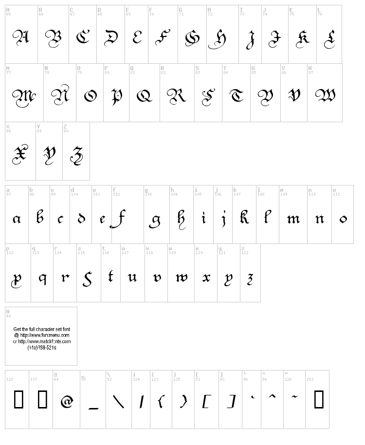 Square Text font map