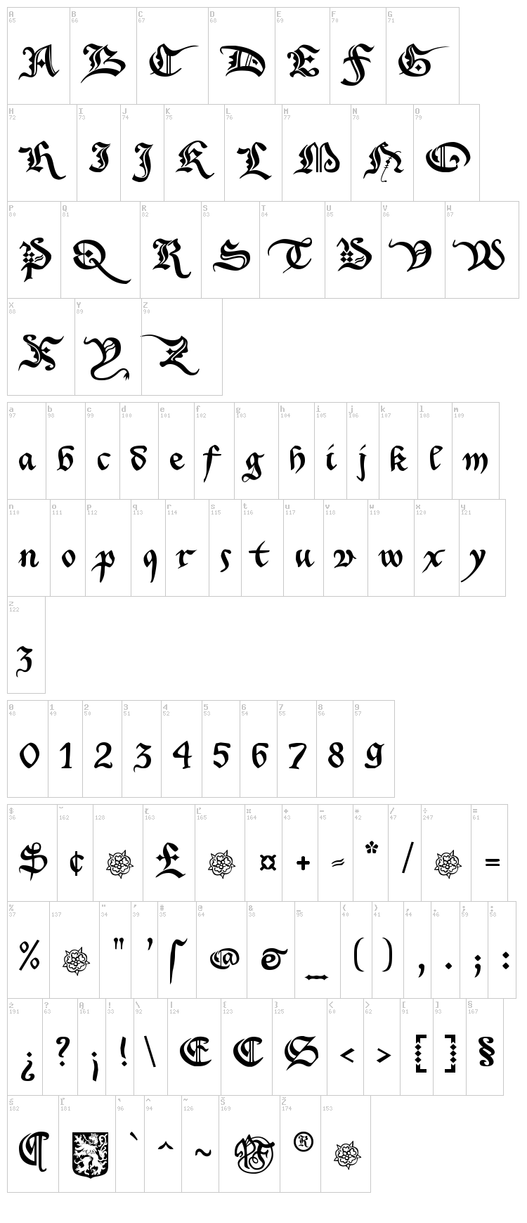 Xenippa font map