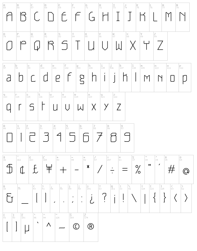 Belight font map