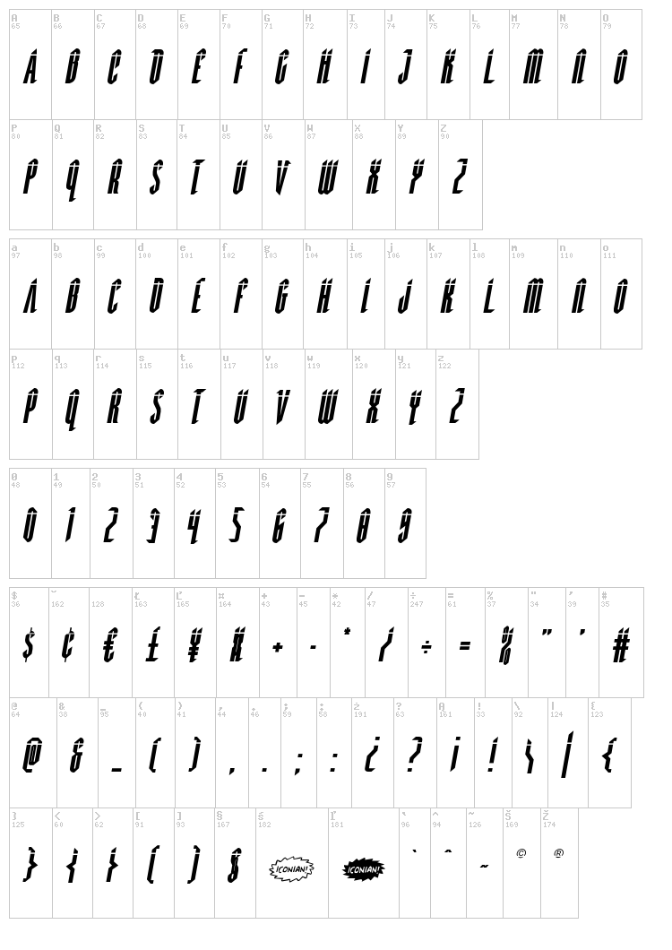 Devil Summoner font map