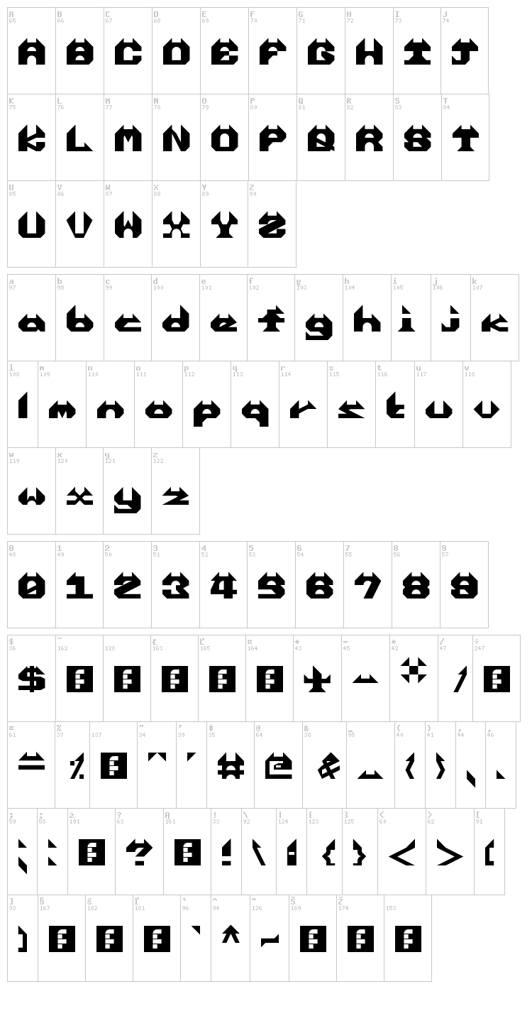 Enrealhorns font map