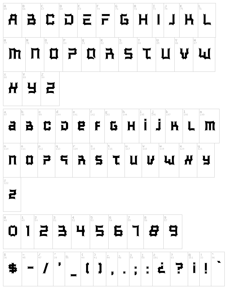 McAlbertina font map