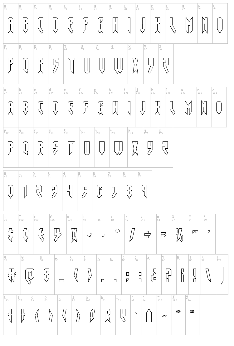 Opus Magnus font map