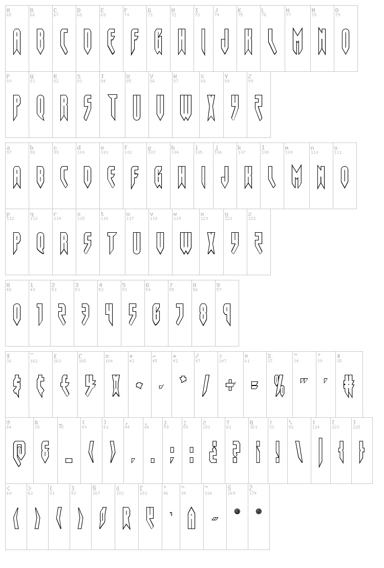 Opus Magnus font map