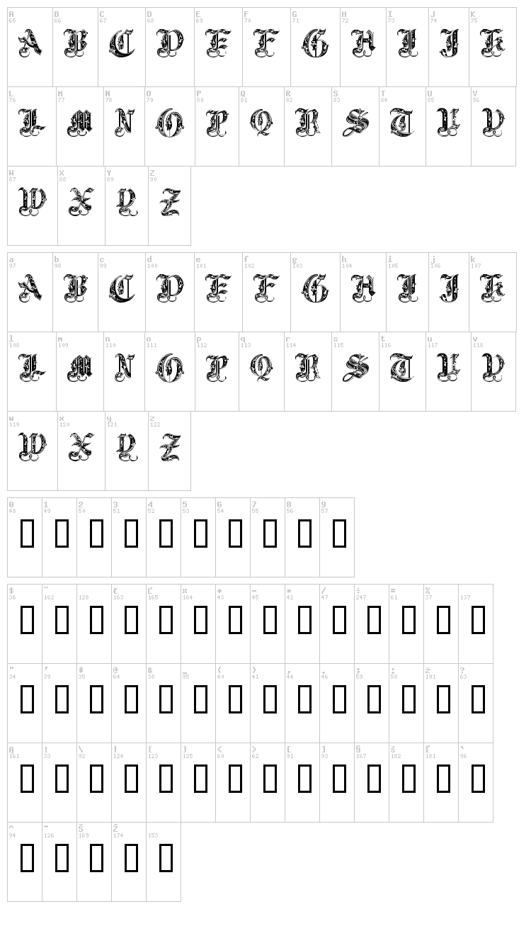 Royal Initialen font map