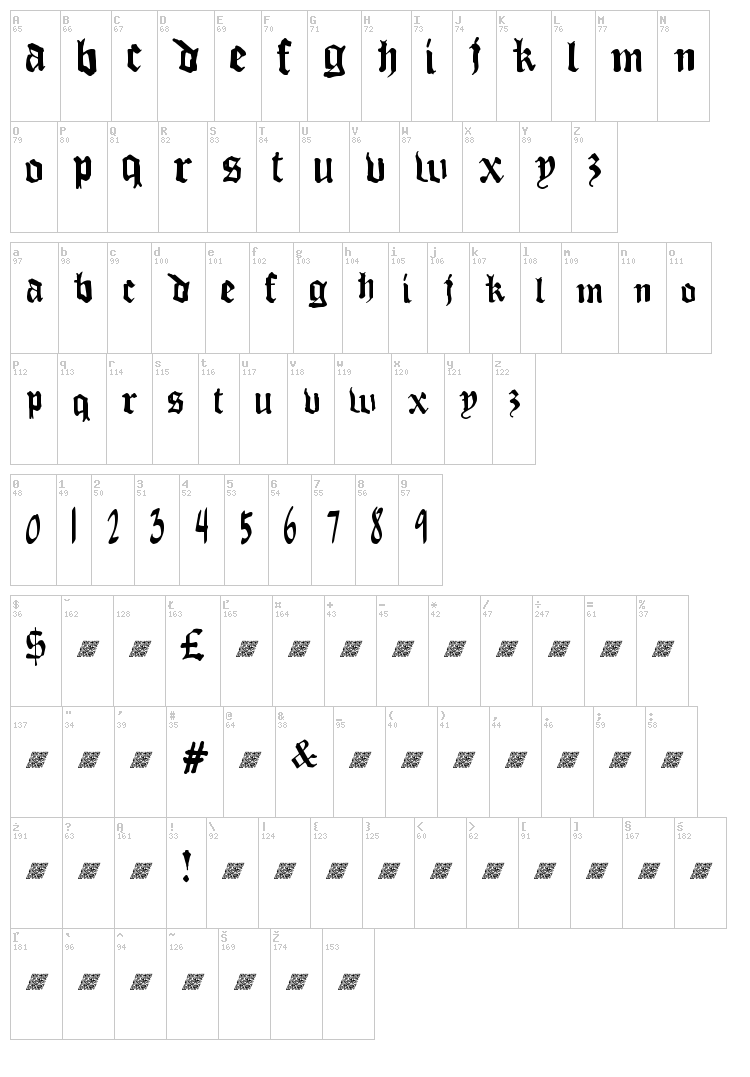 Thug Love DT font map
