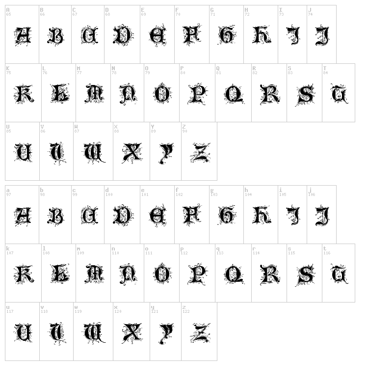 Tosca font map