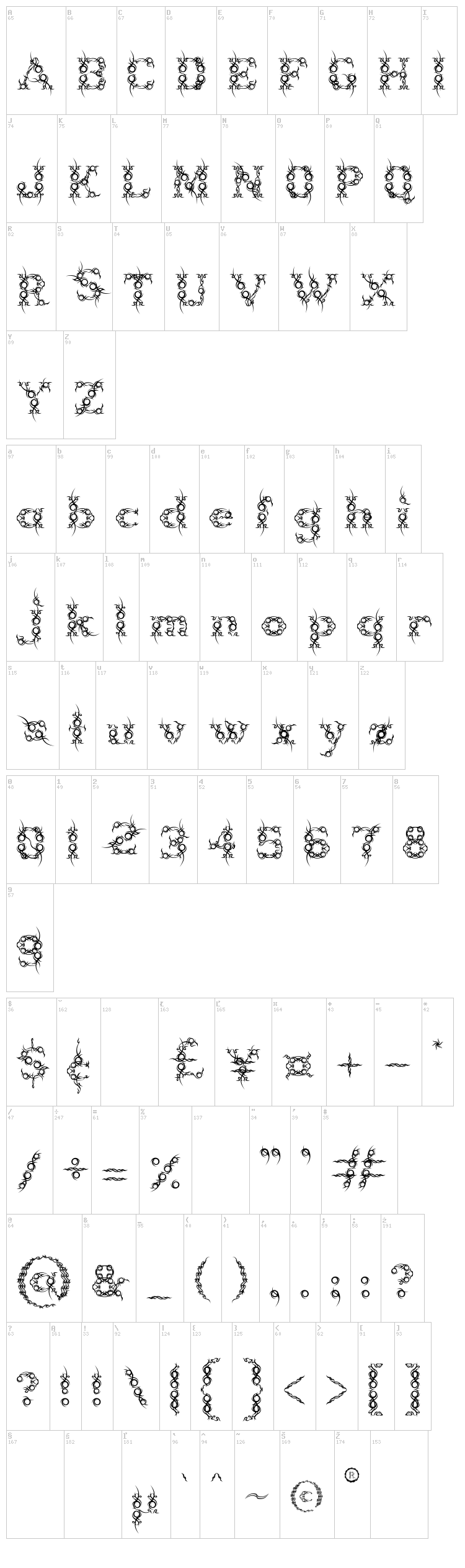 Tribou font map