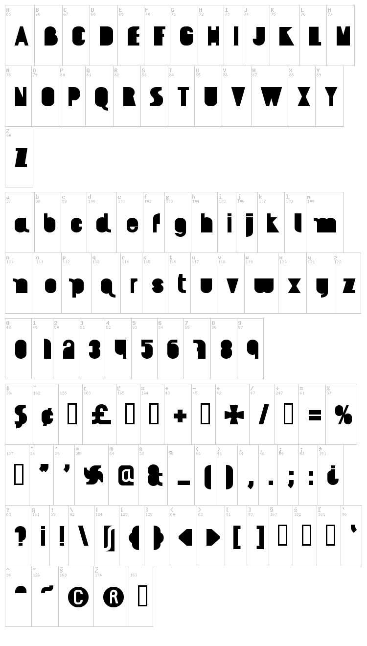 AI Kelso font map