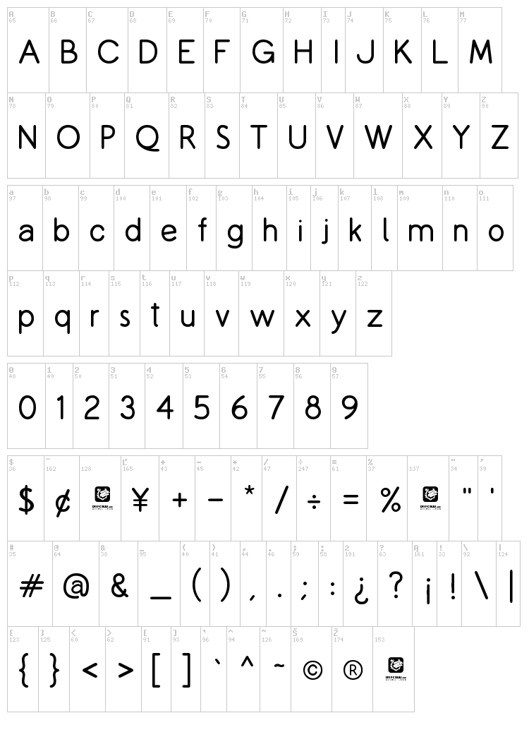 Copilme font map